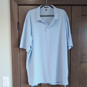 Peter Millar Light Blue and White Striped Polo